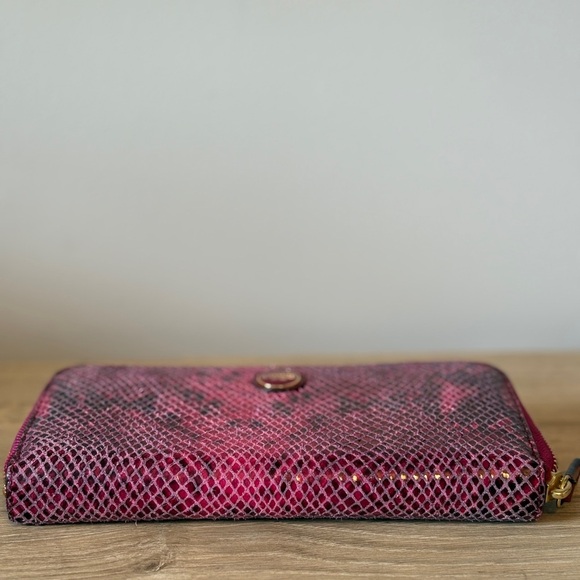 Coach Python Leather Zip Around Wallet -  Raspberry - Picture 6 of 7